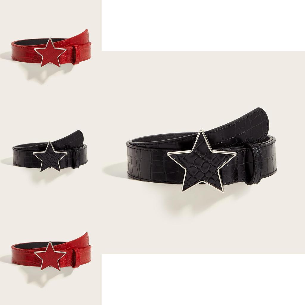 Punk Leather Belt With Gold Alloy Buckle For Men And Women Casual Wear