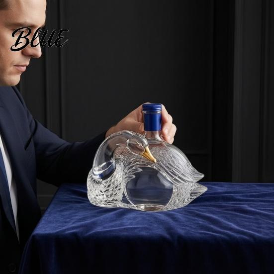 Botella de Exhibición de Whisky Decantador Forma de Ganso Pájaro Animal de Vidrio 3D Licor Esculpido para Exhibición de Bar Arte Dispensador de Vino Regalo para el Hogar Divertido Utensilio de Bar