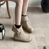 Cowhide version~ lapel ugly cute big head short boots women's new spring and autumn single boots retro platform Martin boots