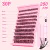 European & American Style Dense Curled Cluster Eyelashes - 30P-80P Pack