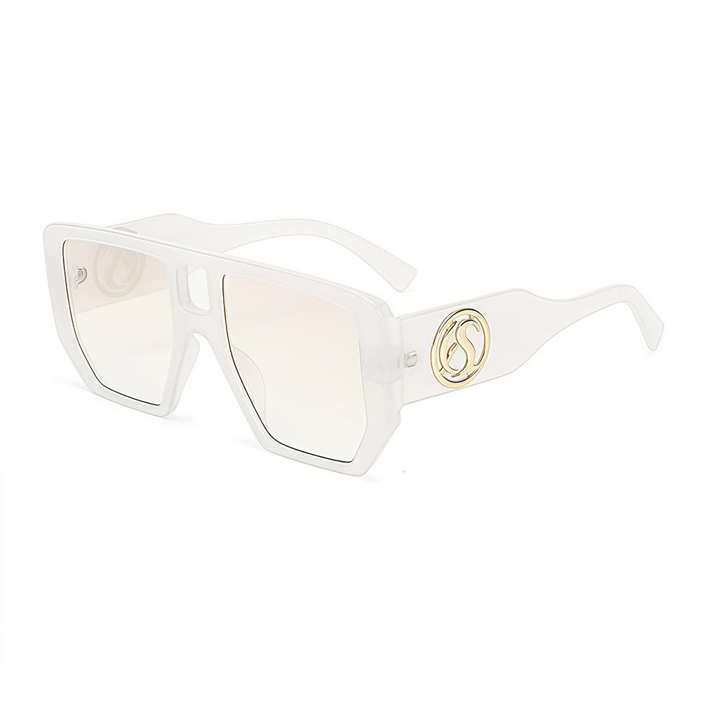 Retro Leopard Gradient Square Large Frame Women Sunglasses UV400 Double Beam Casual Street Style