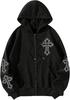 Hot-selling Street-style Cross Print Hooded Sweatshirt for Men, American High Street Zip-up Cardigan