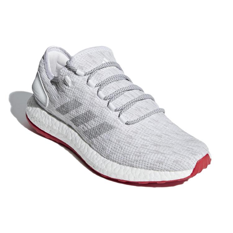 Adidas Pure Boost Fabric Lightweight Anti Slip Low top Running Shoes Unisex Gray White Red CM8333