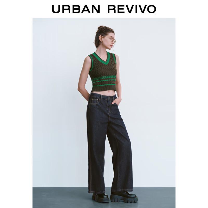 UR Damen Retro Academy Colorblock V-Ausschnitt Strickweste