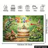 Bannière d'anniversaire 2D plate - Thème reptiles de la jungle, adaptée aux réunions de famille et aux événements de bureau