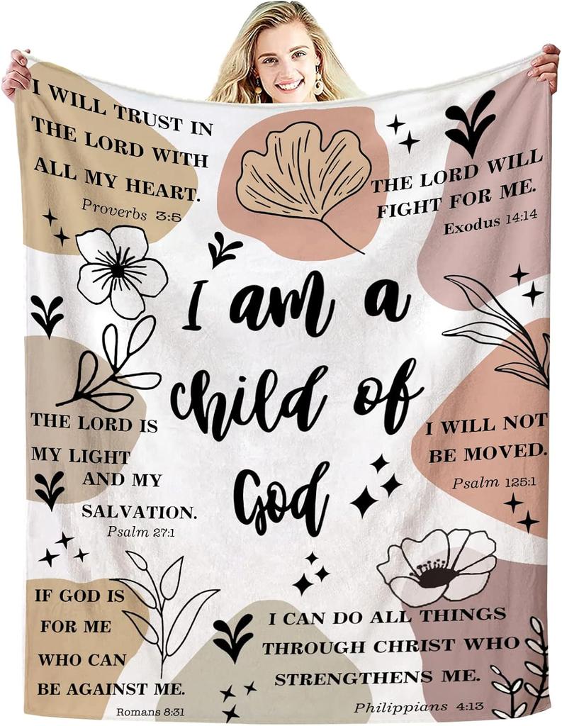 Inspirational Christian Throw Blanket X Soft Flannel Scripture Faith Prayer Healing Bible Verse Gift for Women