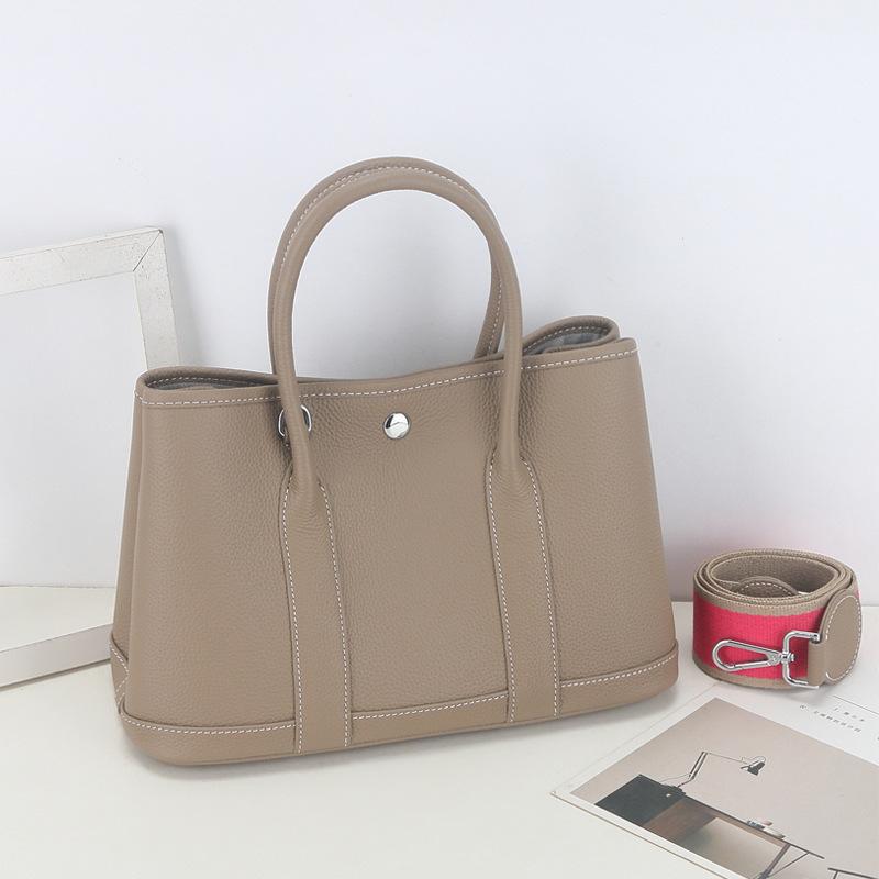 Cross-border Women's Bags New Togo Small Pattern Cowhide Garden Bag Genuine Leather Handbag Wide Shoulder Strap Single Shoulder Crossbody Tote Bag
