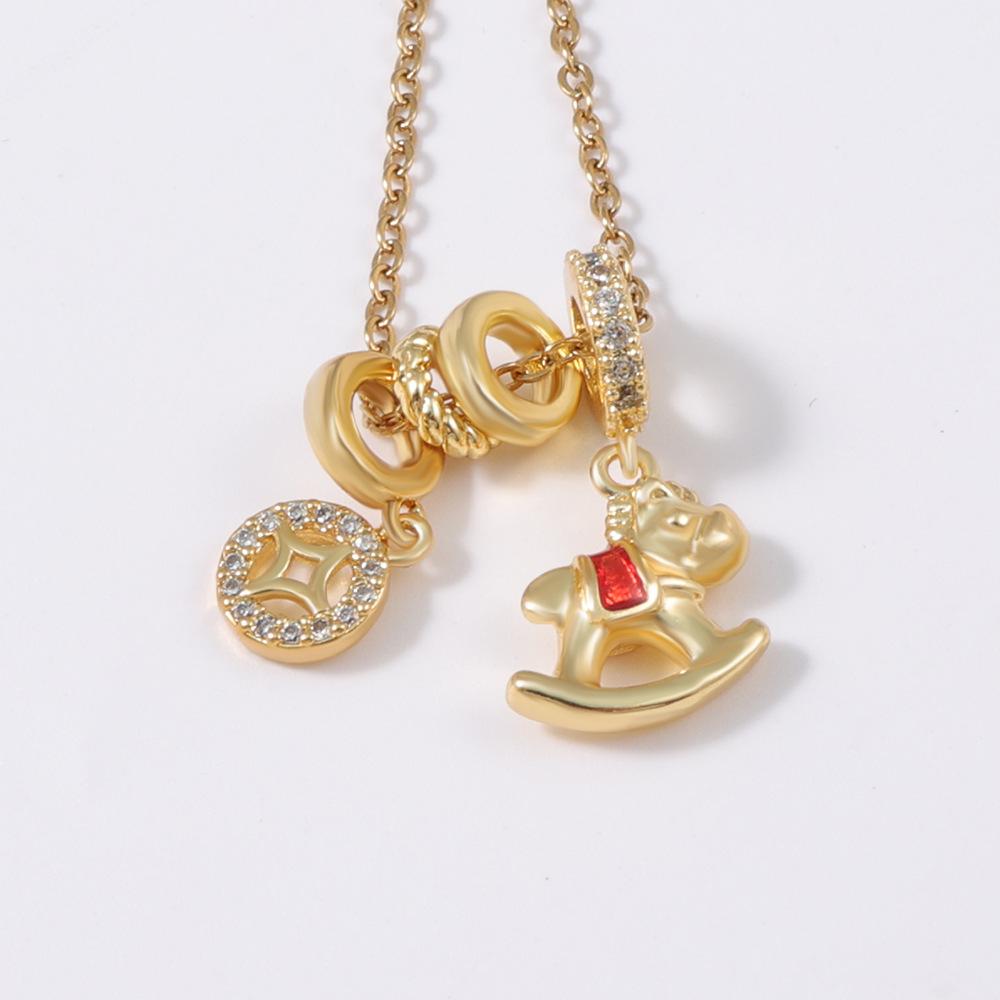 2026 Gold Rocking Horse Pendant: Luxurious Year of the Horse Zodiac Jewelry