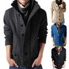 Cardigan Homme à Col Montant et Manches Longues, Poches Latérales, Fermeture Boutonnée, Couleur Unie, Manteau Pull en Tricot