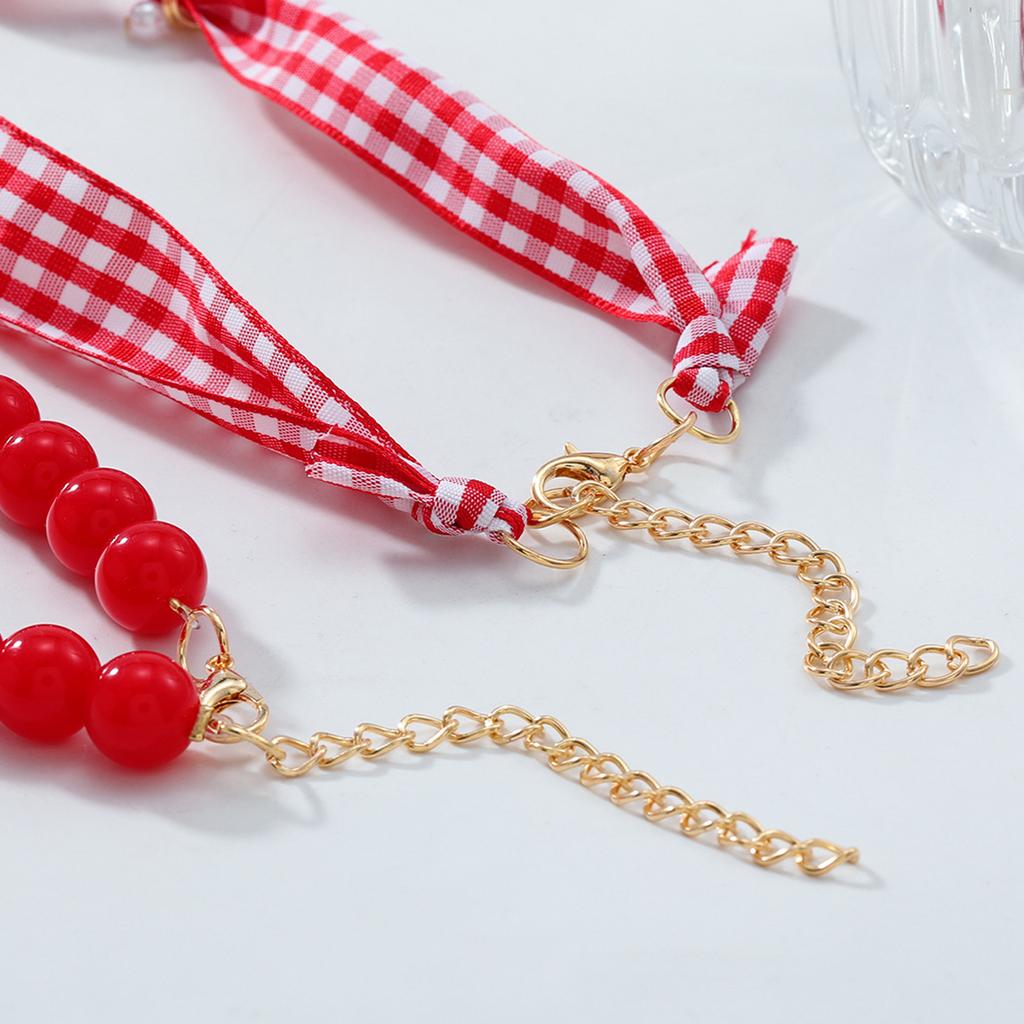 Kreativní vrstvený korálkový náhrdelník s jahodovým chilli, nastavitelný víceřadý šperk, lehký dárek pro ženy