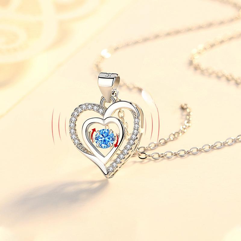 Love Heart-shaped Smart Necklace for Women, Japanese and Korean Simple Beating Heart Pendant Clavicle Chain Valentine's Day Gift