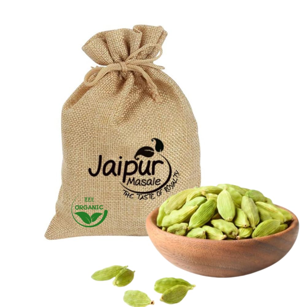 JAIPUR MASALE Organic Whole Cardamom (Elaichi), No Artificial Colours And Preservatives | Green Cardamom For Cooking & Baking | Organic Gre