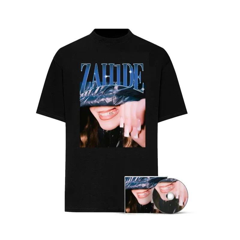 Gerunisex Singer Zahide Print Tshirt Wounisexs Short Sleeve Casual Oversized Tee Merch Tee Unisex Wounisex Crew Neck Unisex Tshirt Black