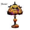 Interior Gothic Lighting Halloween Pumpkin Bat Table Lamp, Stained Glass Reading Light, Night Light Cozy Nightstand for Bedroom Bookshelf, Seasonal