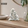 Minimalist Healing Art 3D Printed Girl with Dog Figurine Ornament, Squatting Pose Pet Lover Gift Sculpture, & Decoration, for Lovers Durable Sculpture