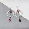 Romantic Goth Crescent Sun Vampire Bat Tassels Red Water Drop Dangle Earrings for Women Halloween Mysterious Witch Jewelry Gifts