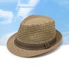 Jazz Hat Hollow Design Breathable Summer Sun Protection Hat with Ribbon Decor Wide Brim Straw Hat Outdoor Cycling Versatile Headwear