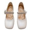 Versatile Silver Mary Jane Shoes Women's Summer New Rhinestone Light Mouth Single Shoes Flat-soled Small Leather Shoes