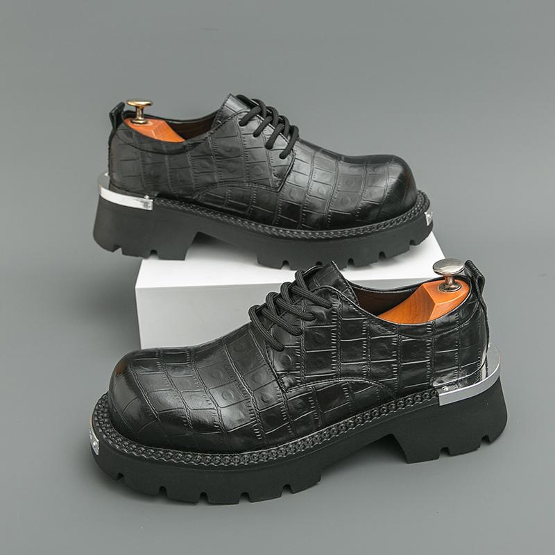 Fashion Classic Men Thick-soled Derby Shoes Black Brown Men Casual Comfortable Breathable Fashionable Big-headed Shoes Social Shoes Men