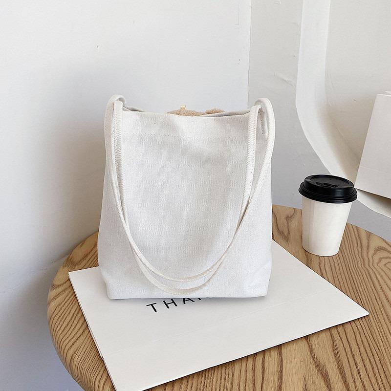 Autumn Bear Bag Women's, New Trendy Fashion Canvas Bag Women's Shoulder Tote Bag Student Handbag