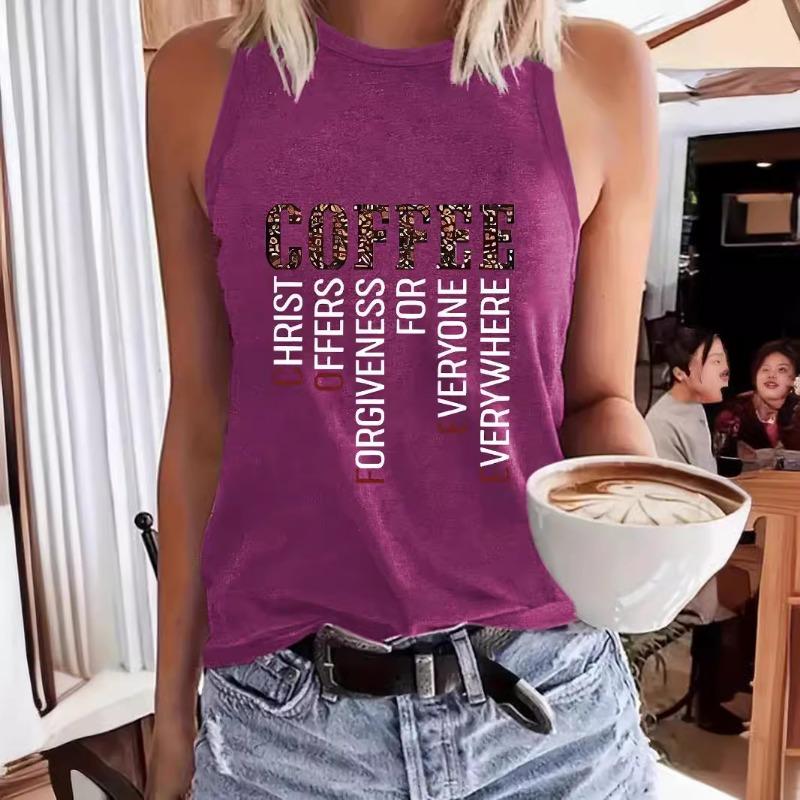 Letter-printed Round-neck Vest Spring and Summer Casual Sleeveless Top
