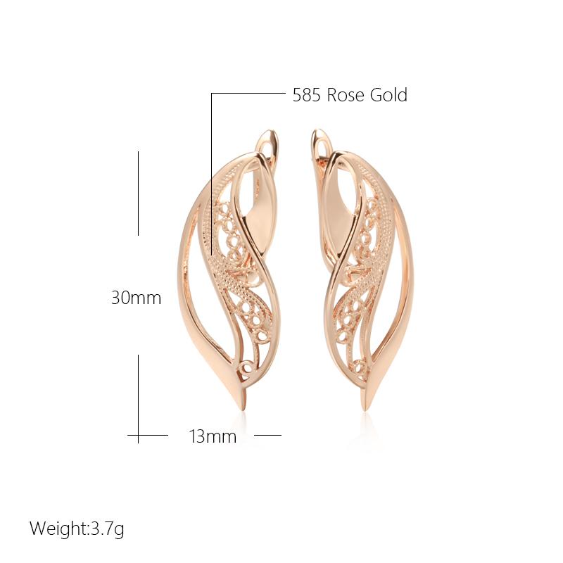 New Trend Glossy Dangle Earring For Women  Rose Gold Color Unusual Hollow Ethnic Bride Drop Earrings Daily Fine Jewelry