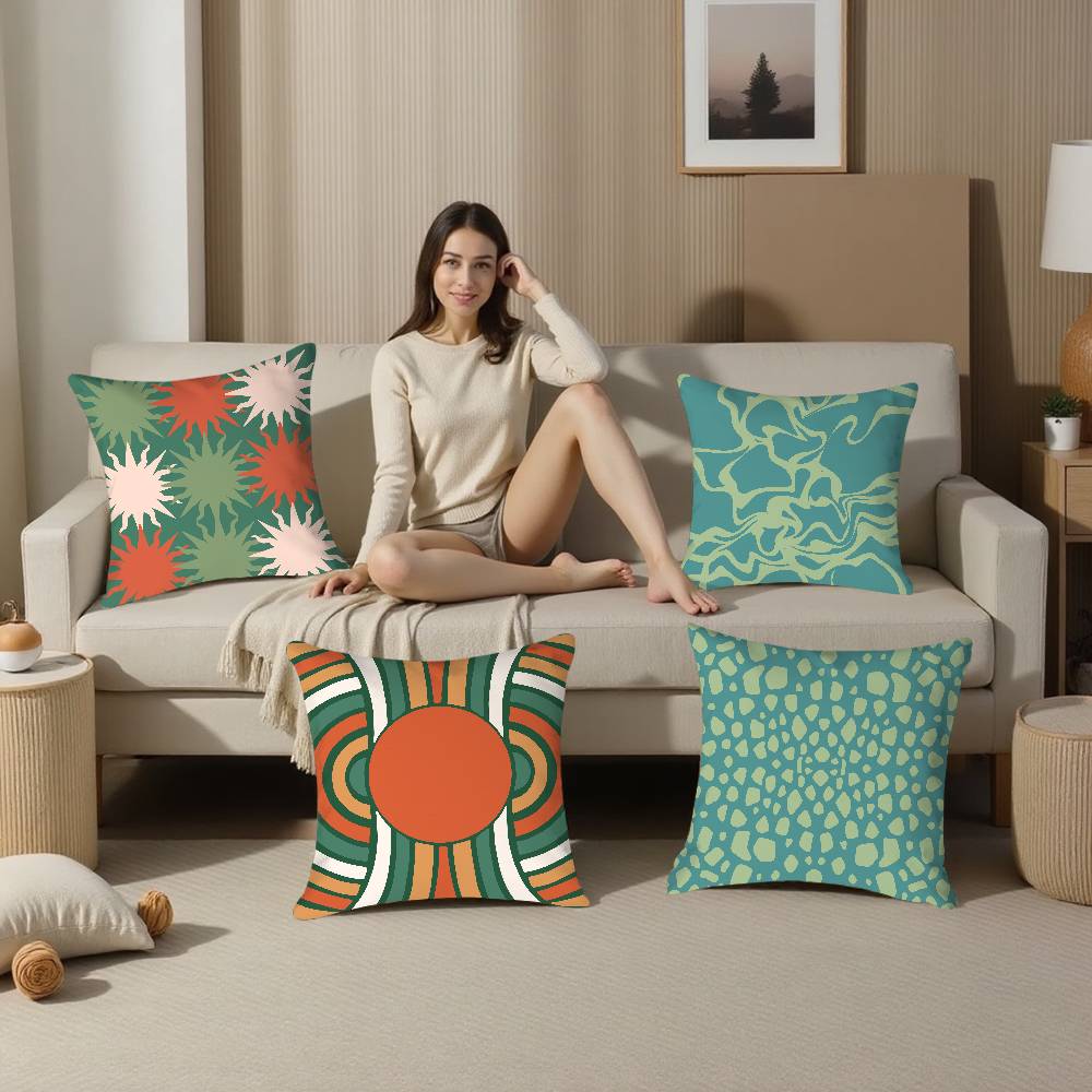 Böhmisch Grün Kissenbezug Plüschstoff Weich Doppelseitiger Druck Sofakissenbezug Dekokissenbezüge