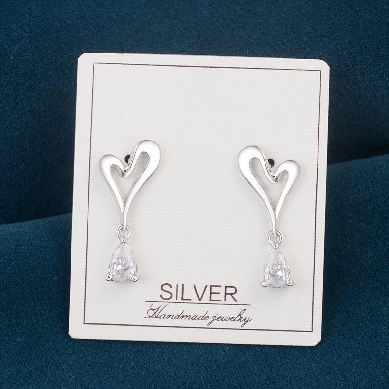 S925 Sterling Silver Heart & Water Drop Earrings for Women – 2026 New Luxury Design, Hot-Selling Dangle Style.