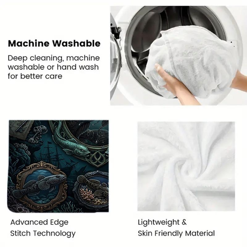 Marine Life 2D Flat Pattern Flannel Blanket, High Quality All Seasons, Home Decor, Warmth and Comfort, Perfect for Christmas Gifts.