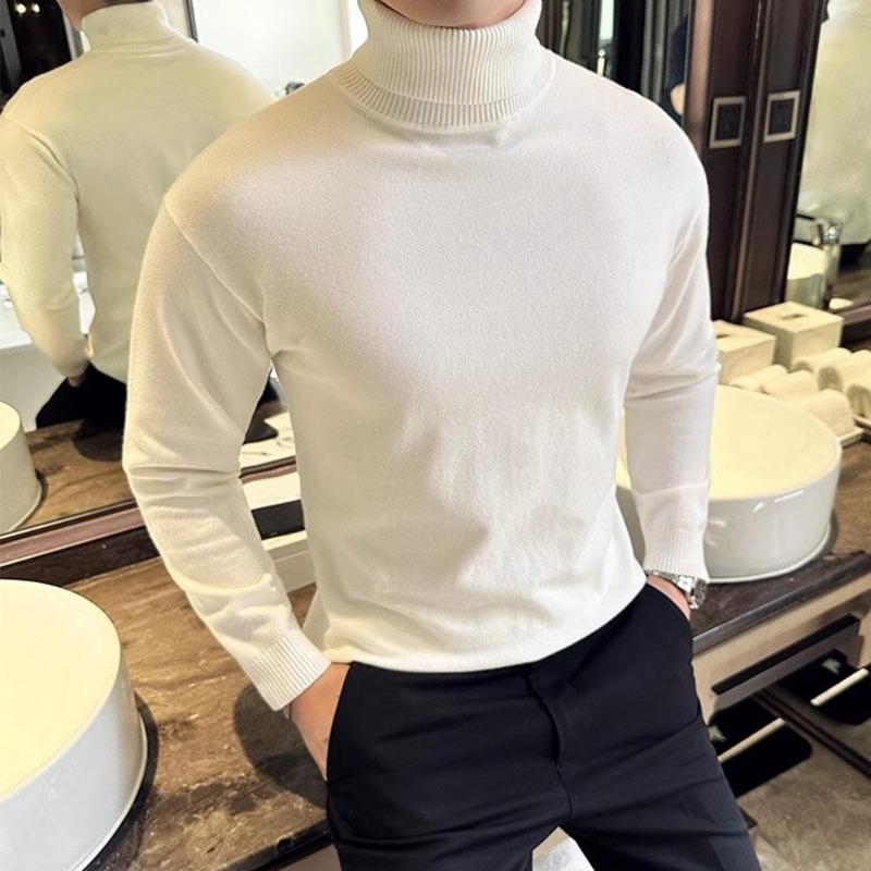 Koreanischer Trend Herbst Winter Pullover Männer Pullover Fleece Futter Rollkragen gestrickt Sweatshirt warme Bottoming Shirts