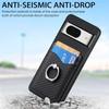 For Google Pixel 8 Case PU Leather Coated PC+TPU Phone Cover with Ring Holder Card Slots