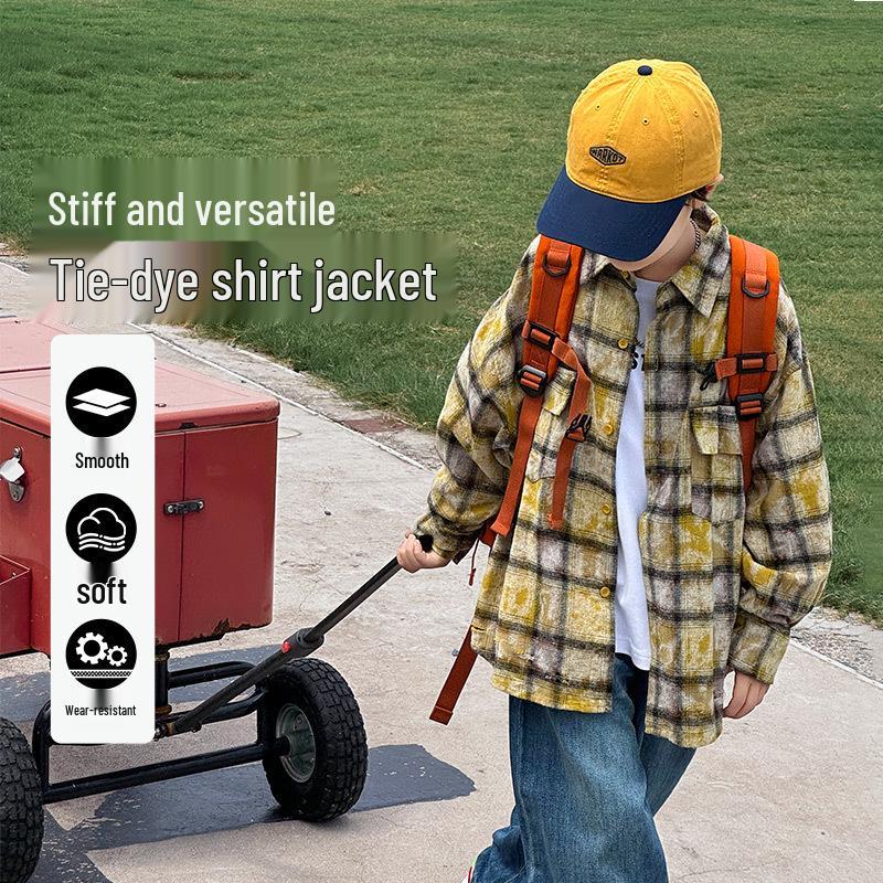 

Huzhou Zhili Kids 2025 Cotton Plaid Shirt - Boys Spring Top Thin Jacket 130 cm