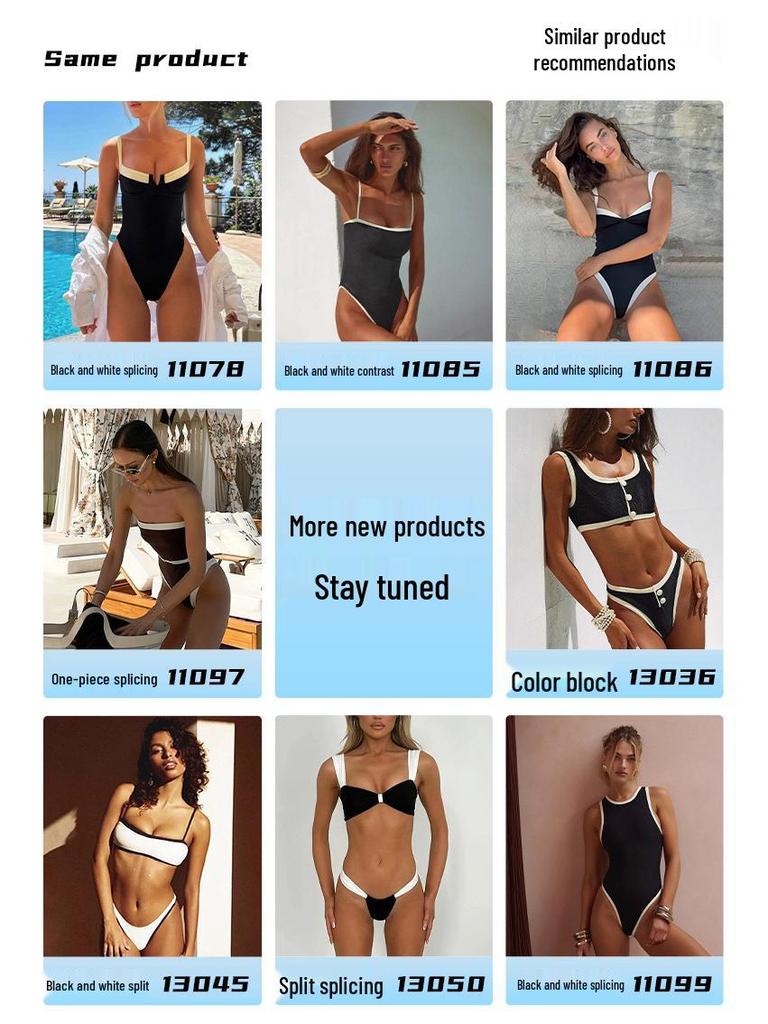 2024 Schwarz & Weiß Colorblock High Waist Bikini - Elegante Bademode im europäischen und amerikanischen Stil