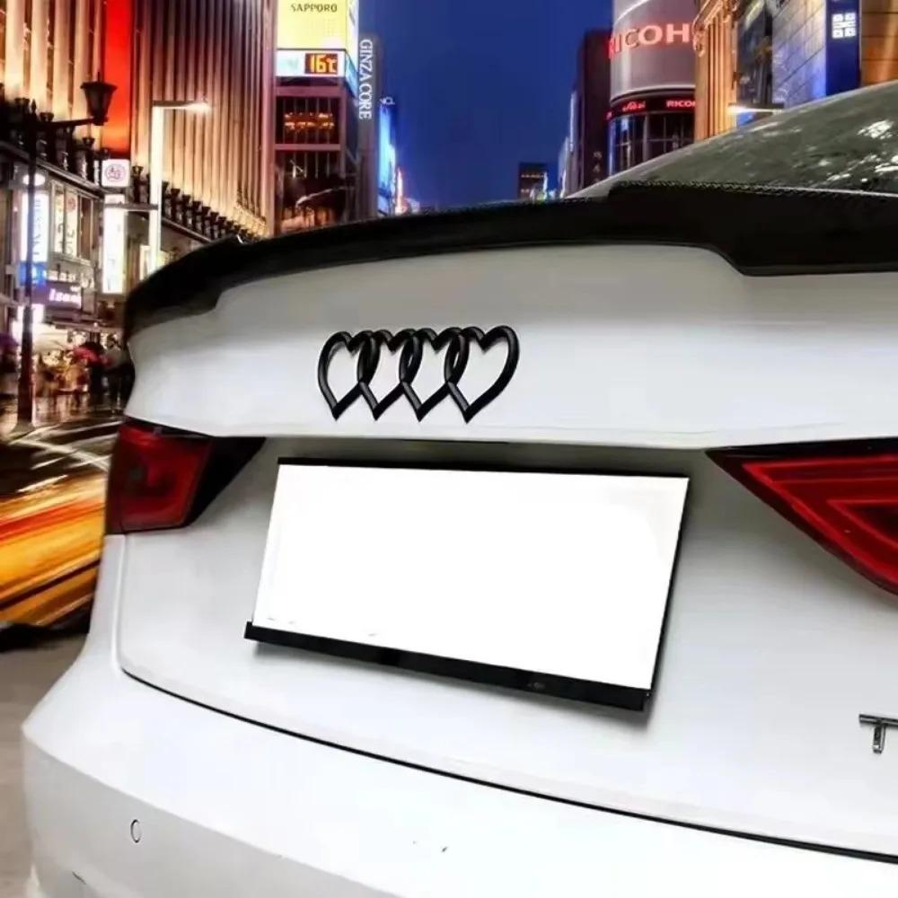 Car Logo Modification Love Four-Ring Rear Tailgate Heart-Shaped Sign Creative Decoration Sticker Suitable for Car Tail Badge Modification Love Tail