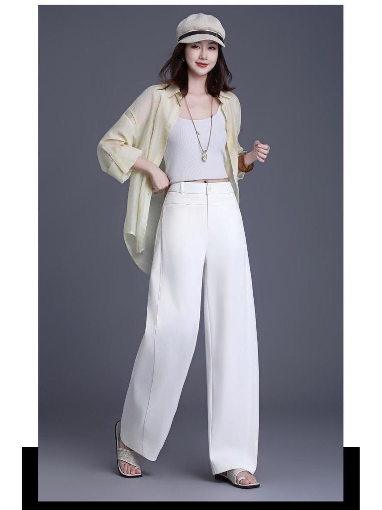 Brand Women's 2026 Fashion Wide-Leg High-Waist Loose Non-Iron Casual Pants