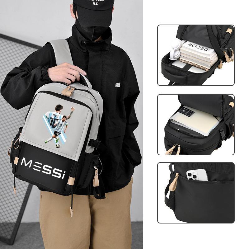 Messi Argentina Schoolbag Large Capacity Junior High School Students Boys And Girls Primary School Backpack Travel Bag Football Backpack