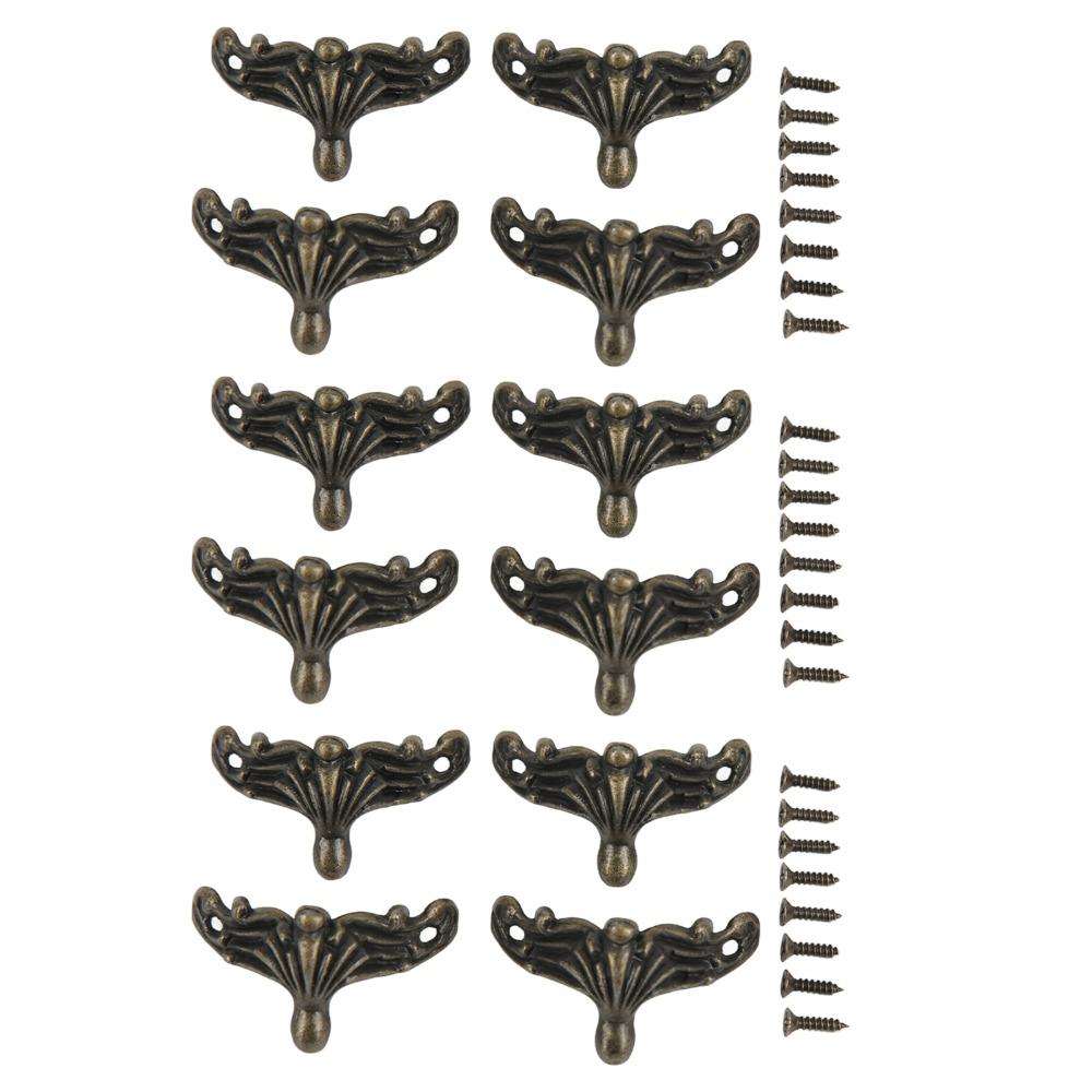 12PCS Zinc Alloy Box Corner Protectors Bronze Metal Corner Protector Jewelry Box Legs  Jewelry Boxes