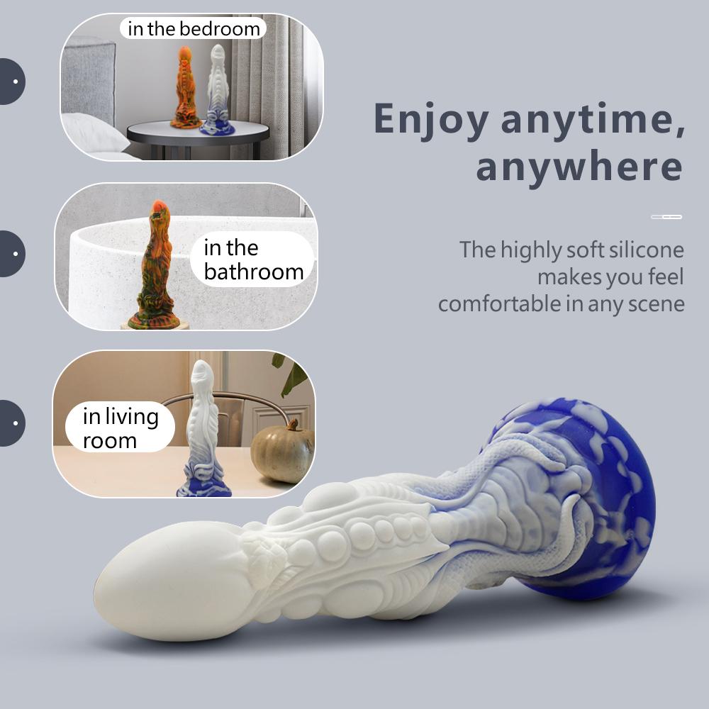 Liquid Silicone Blend Dildo Twin Viper Special Shape Penis Soft Anal Plug Female Adult Viper Special Shape