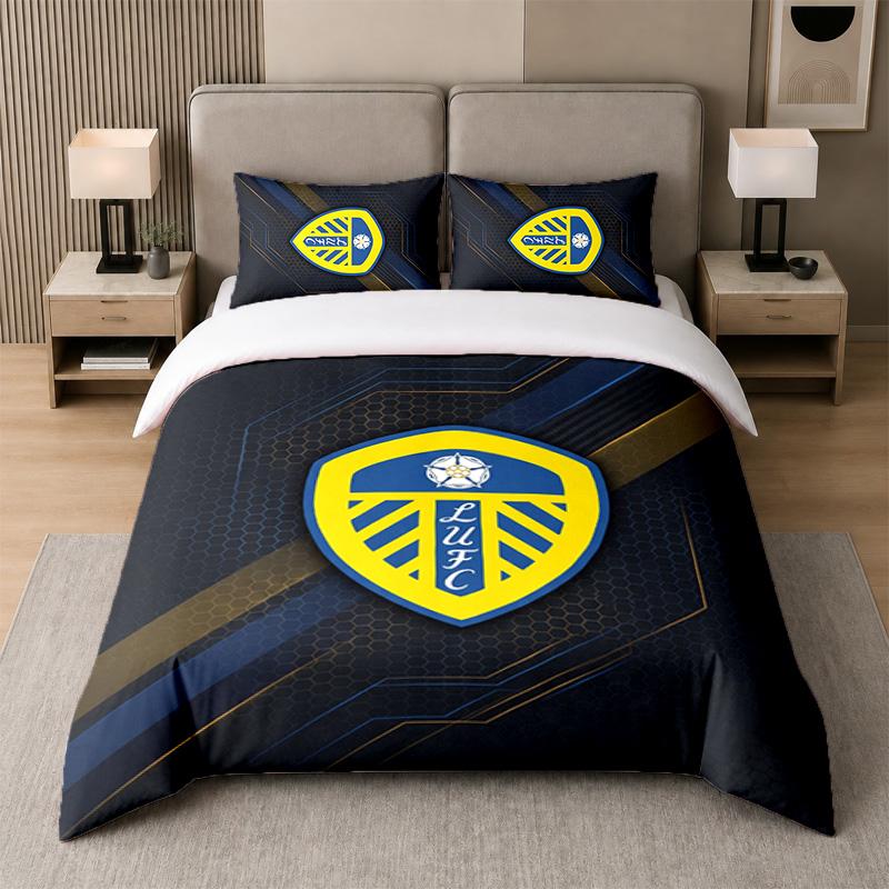 3Pcs Bedding SetLeeds United Soft Bed Sheet and Two Pillowcases Home Bedroom Decor