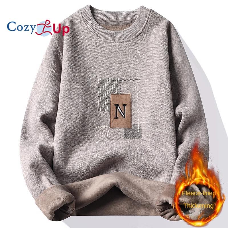 Cozy Up Men's Plush and Thickened Printed Outside Warm Sweater