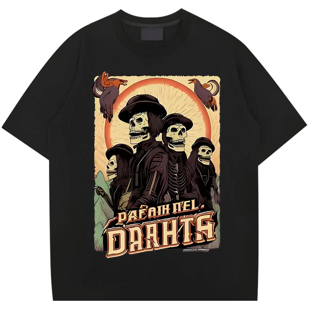 Totenschädel Hip Hop T-Shirt Übergroßes O-Ausschnitt T-Shirt Retro Für Männer Frau T-Shirts Grafikdruck Kleidung Streetwear Oberteile Lockeres T-Shirt