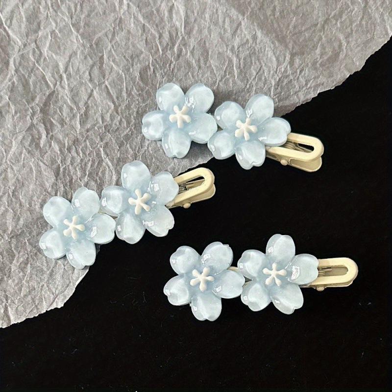 2025 Elegant Blue Jelly Flower Hair Clips, European & American Style