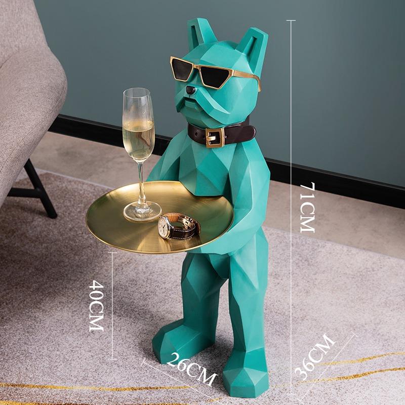 Creative Dog Figurines Luxury Modern Funny Figurines with Storage Tray Art Aesthetic Interior Ornaments Home Room Decoration
