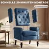 Eleganter Ohrensessel, Dick gepolstert, Abnehmbarer Bezug, 74 x 86 x 102 cm, Blau
