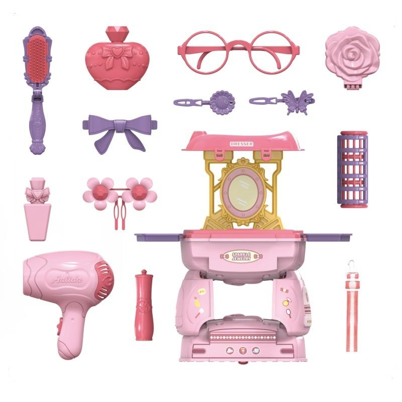 Children'S Play Home Makeup 2-In-1 Storage Toy Girl Princess Dressing Table