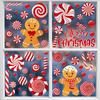 Gingerbread Man Candy Cane Christmas Electrostatic Stickers for Windows and Living Spaces