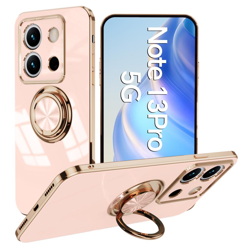 For Xiaomi Redmi Note 13 Pro 5G/Poco X6 5G Case Precise Cutouts 6D Electroplating TPU Phone Cover with Ring Holder