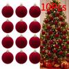 10pcs Burgundy Velvet Christmas Balls Christmas Tree Ornaments, Decorative Hanging Baubles for Christmas Tree, Holiday Wedding and Winter Home Decor