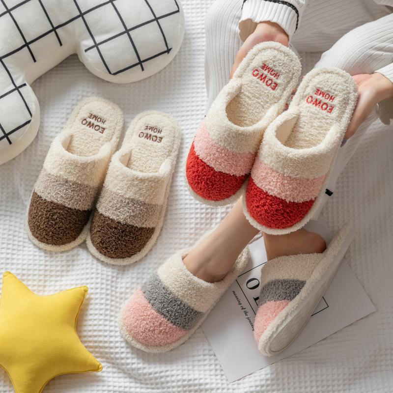 Hot Selling Plush Cotton Slippers: Non-slip, Cozy Winter Wear for Men & Women, Perfect for Indoor Use.