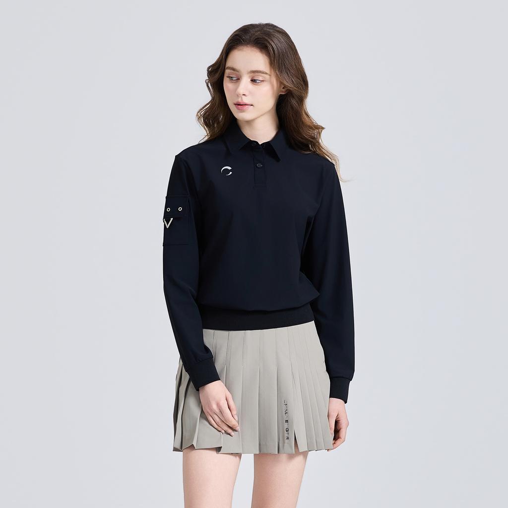 CHALLENGER Women'S Modern Tricot Collared Long Sleeve T-Shirt Black